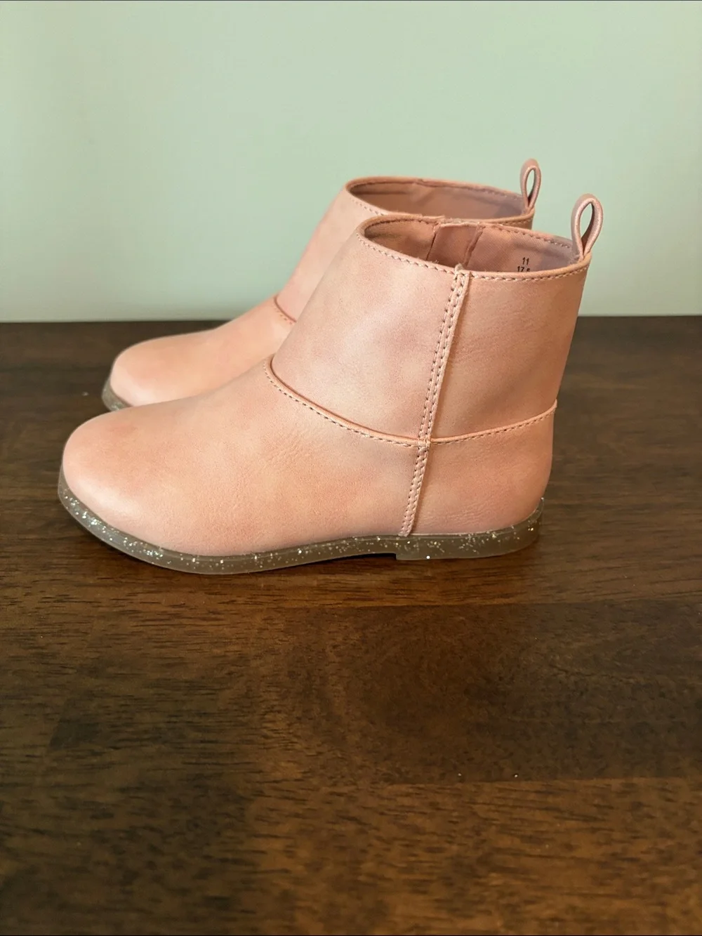 Kids Pink Ankle Boots with Sparkle sole - Stylish Zip Closure